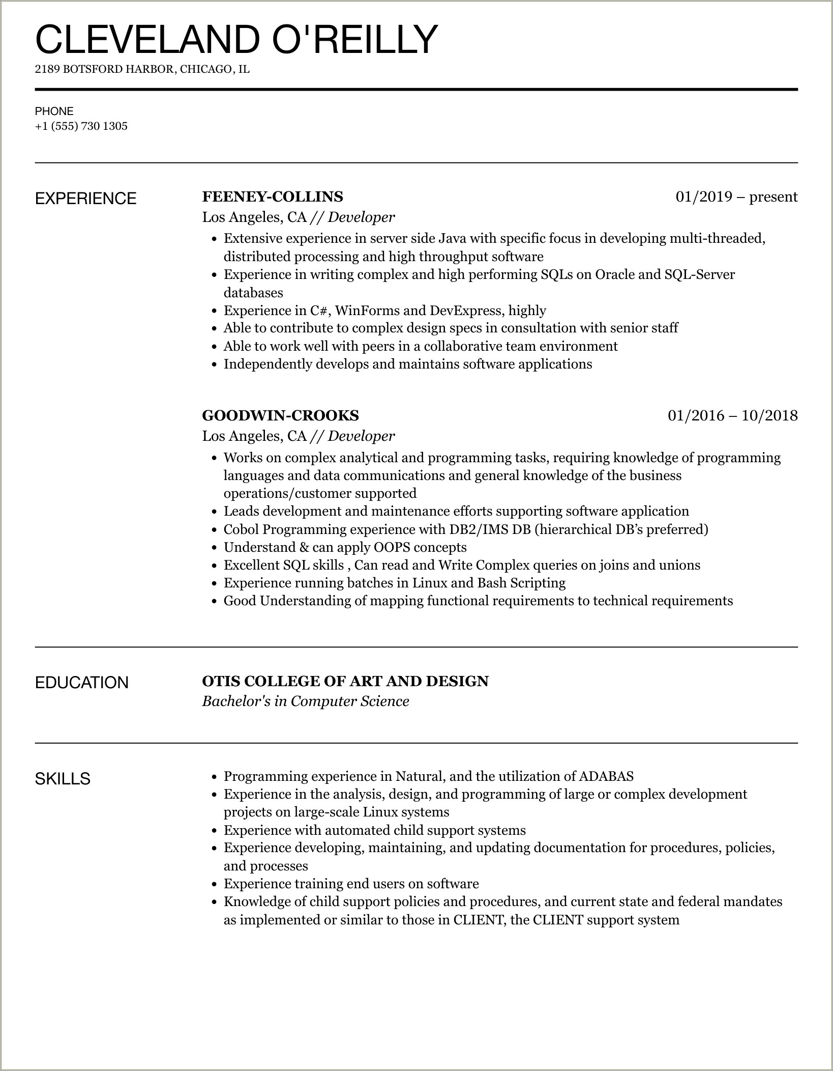 Updating Fix Protocol Experience In C++ Developer Resume