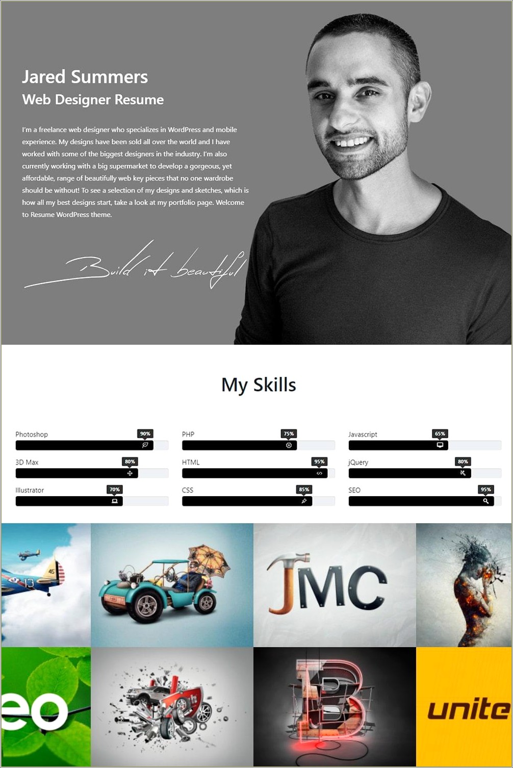 Upload My Own Resume Template WordPress