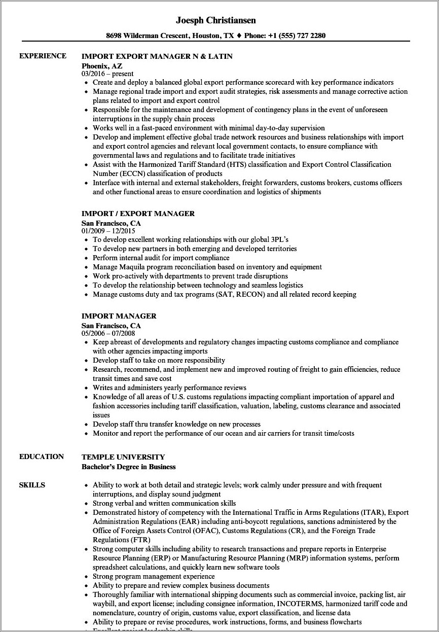 Us Customs And Border Protection Resume Samples