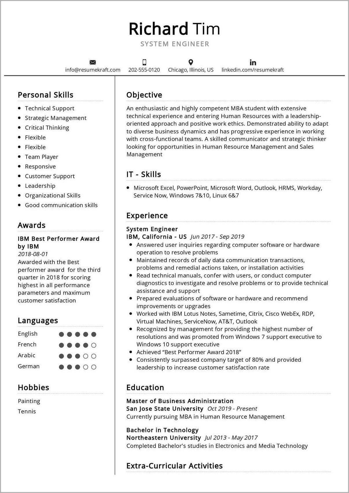 Us Engineering Combination Resume Template 2017