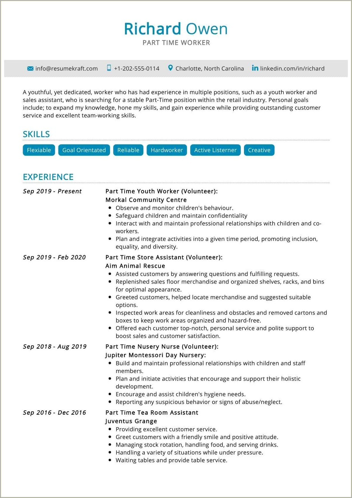 Use Professional Resume For Part Time Jobs