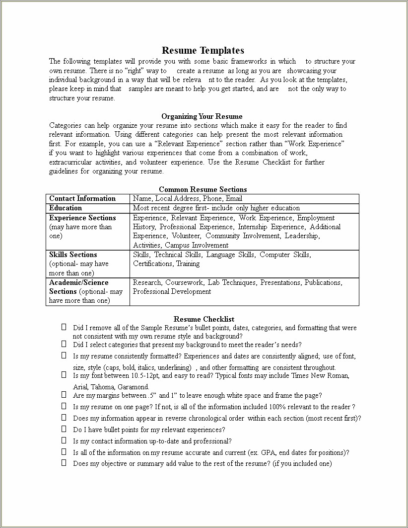 Use The Word Relevant Experience Resume