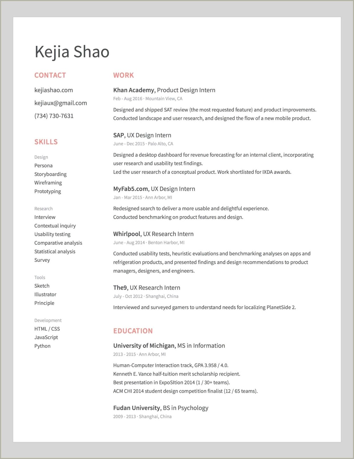 User Experience Engineer Entry Level Resume