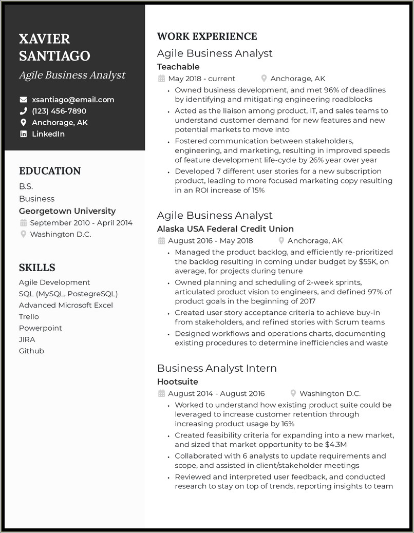 User Interface Mockup Business Analyst Sample Resume