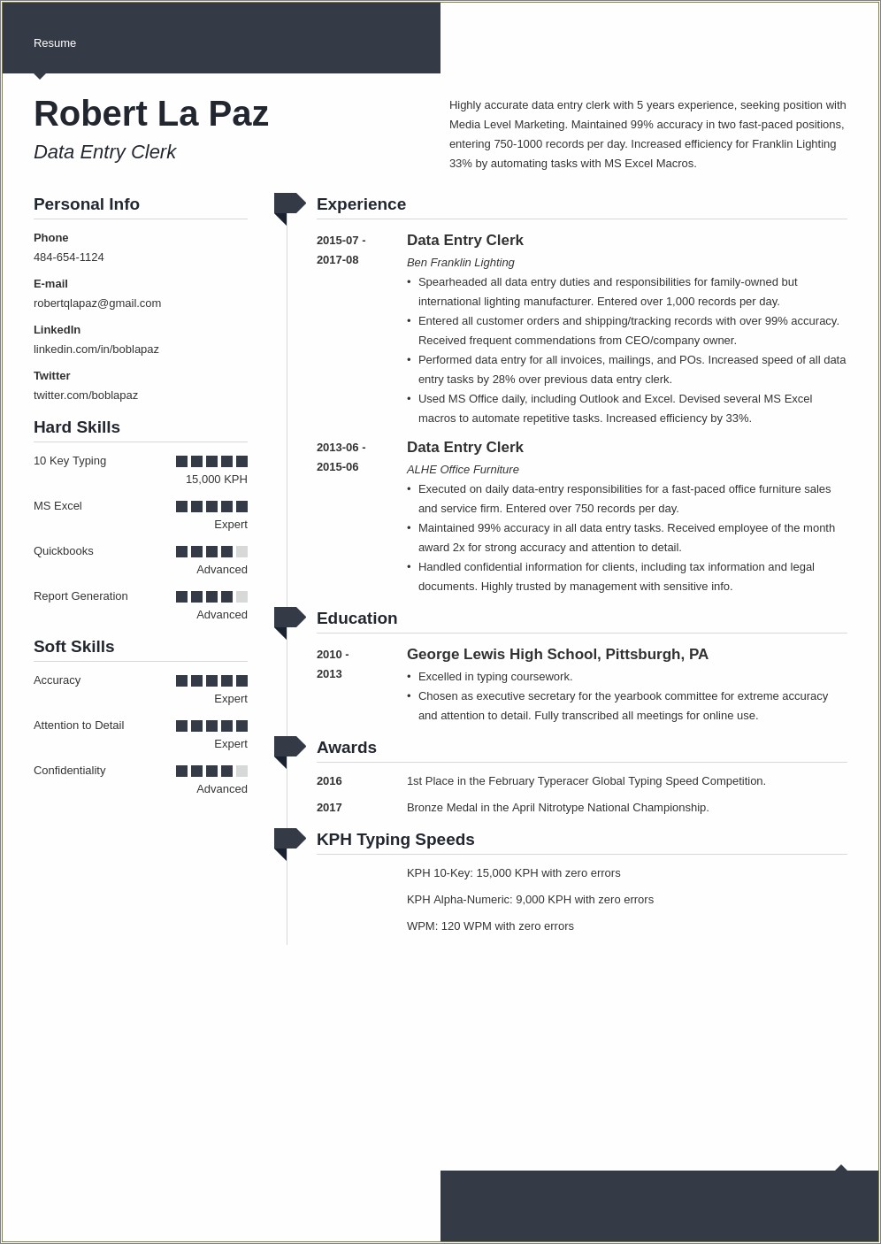 Using A Cashier Job For Data Entry Resume