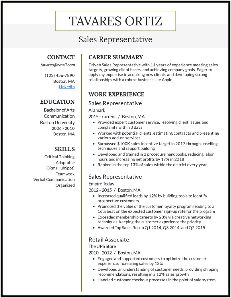 Using A Retail Job As Experience On Resume