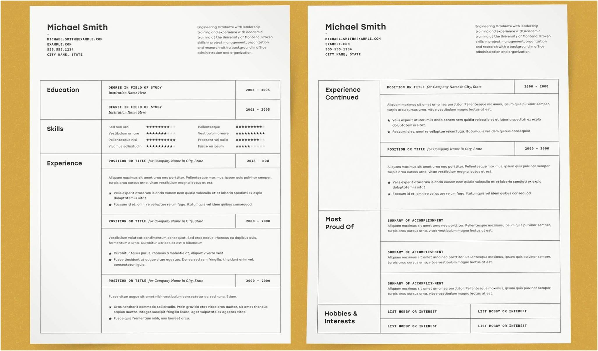 Using A Template For A Resume