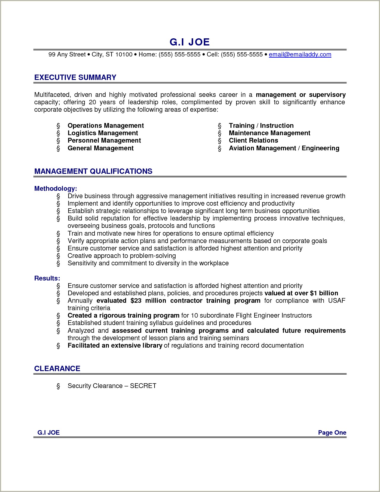 Using I In Executive Summary Resume