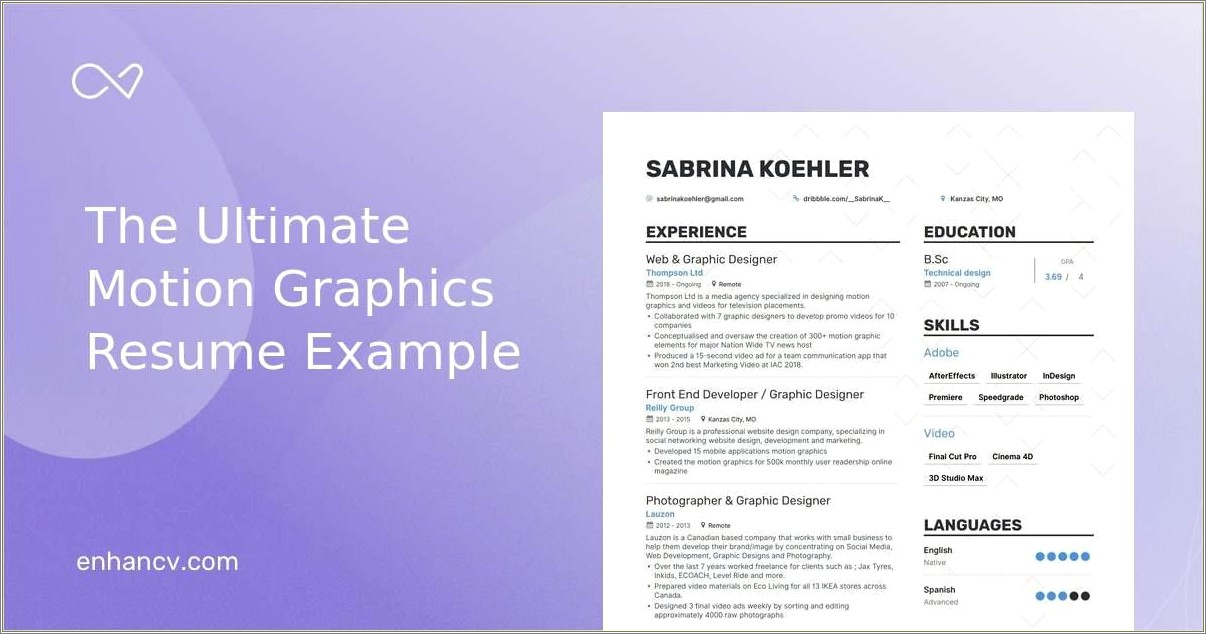 Using Resume Templates For Motion Graphics Jobs