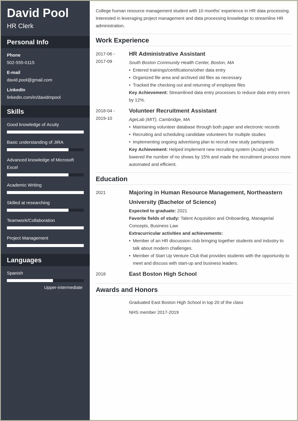 Utk Resume Template Freshmen Sophomore Level