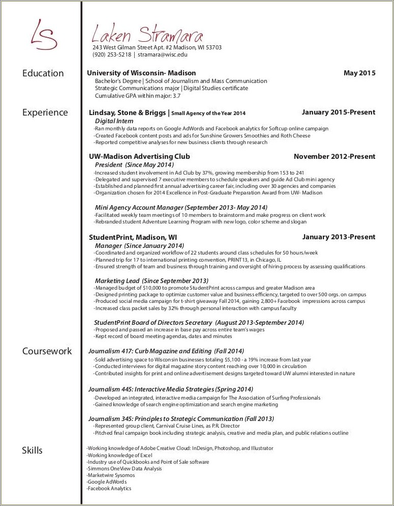 Uw Madison Business School Application Resume