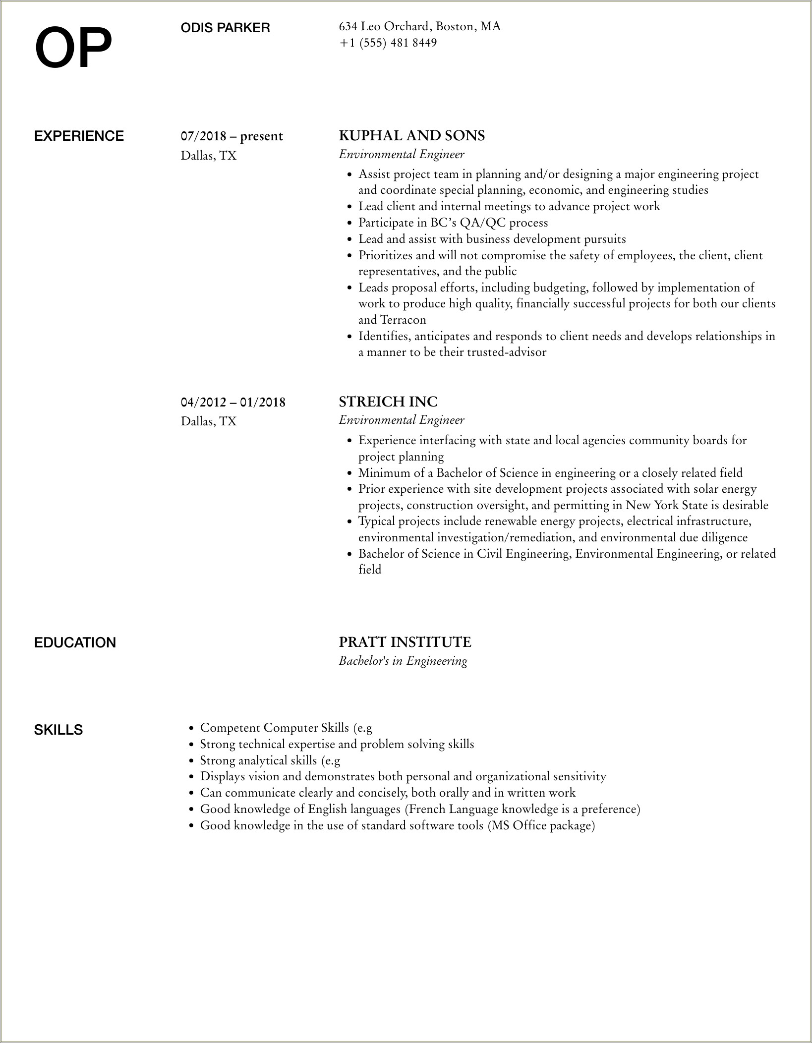 Uxo Tech Ii Army Corps Resume Example