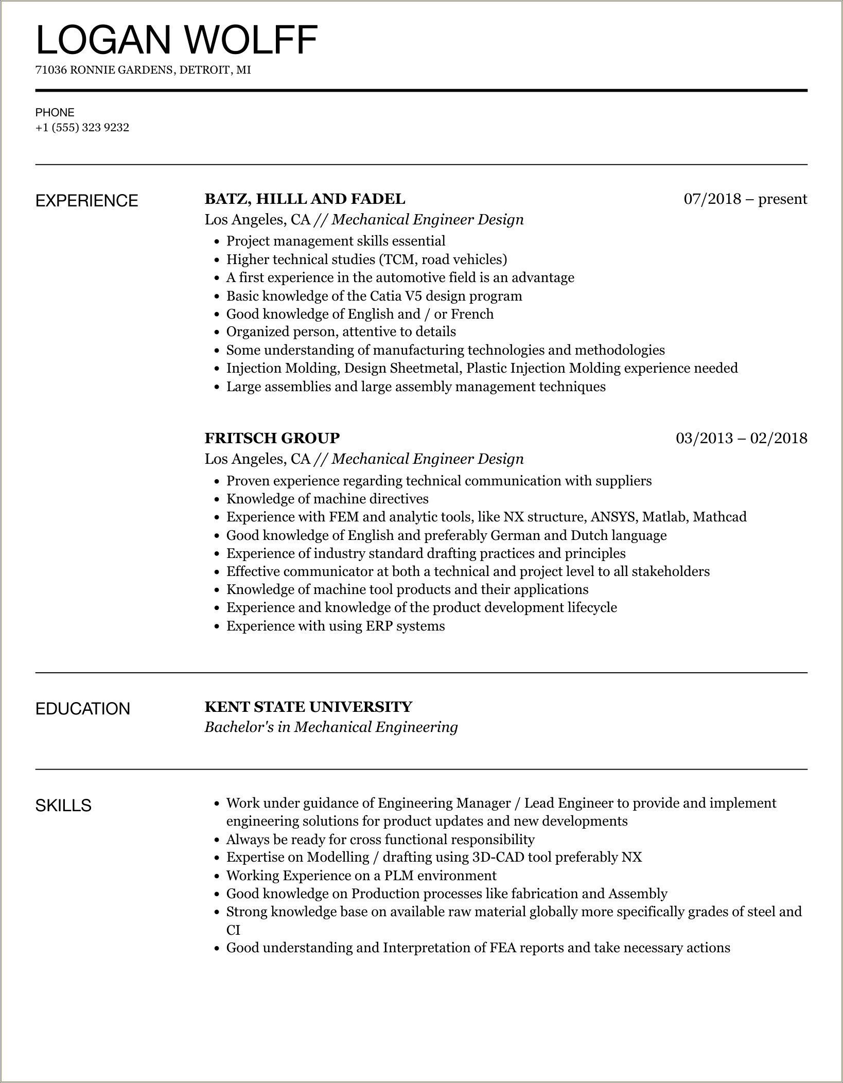 Velvet Jobs Mechanical Design Engineer Resume