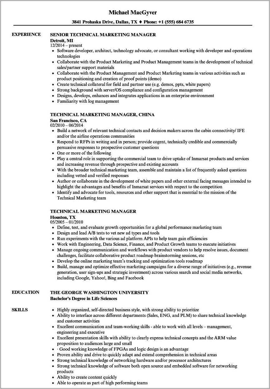 Vendor And Marketing Technology Manager Resume