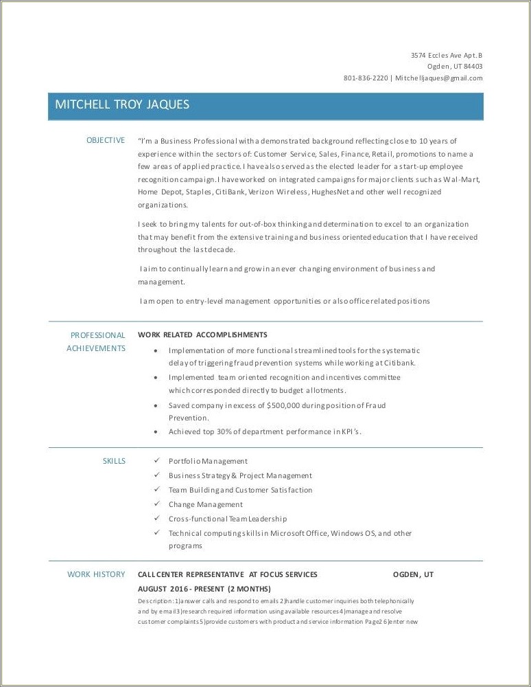 Verizon Wireless Solution Specialist Resume Example