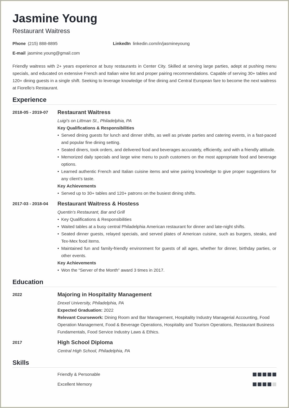 Very First Resume With No Job Experience