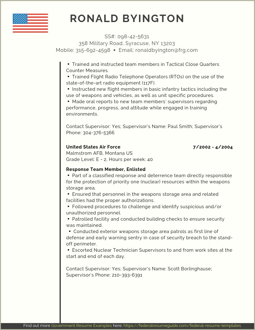 Veteran Resume For Federal Government Job