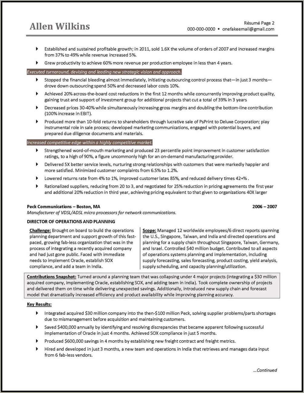 Vice President Of Manufacturing Resume Examples