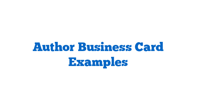 Author Business Card Examples