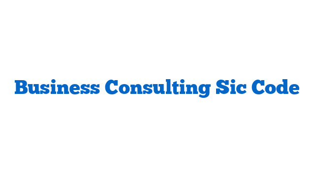 Business Consulting Sic Code