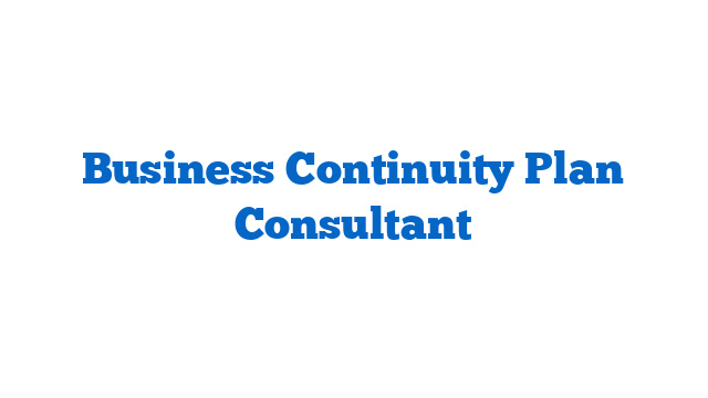 Business Continuity Plan Consultant