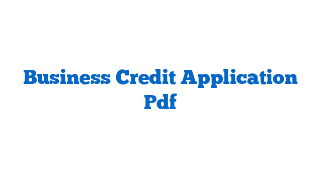 Business Credit Application Pdf