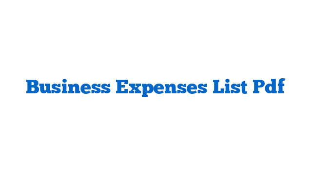 Business Expenses List Pdf