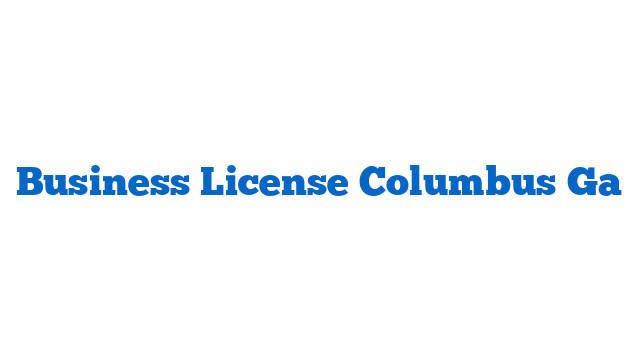 Business License Columbus Ga