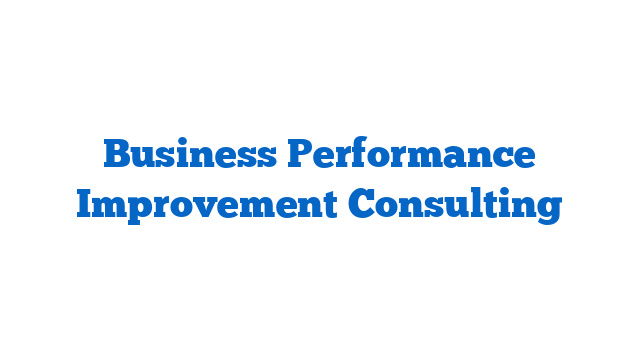 Business Performance Improvement Consulting