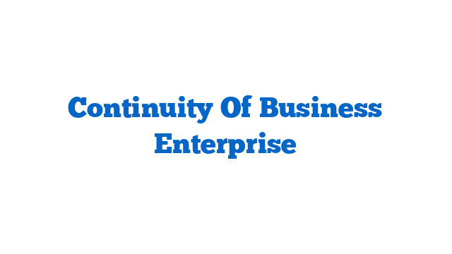 Continuity Of Business Enterprise