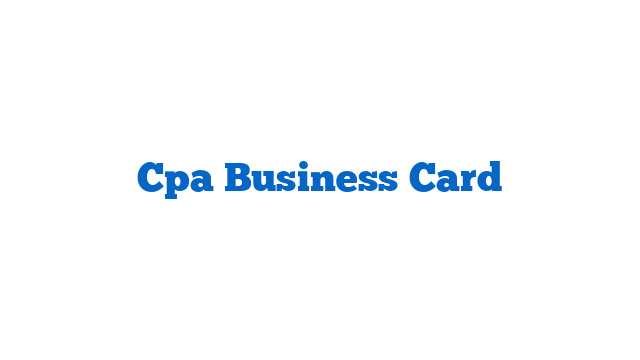 Cpa Business Card