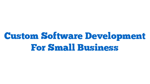 Custom Software Development For Small Business