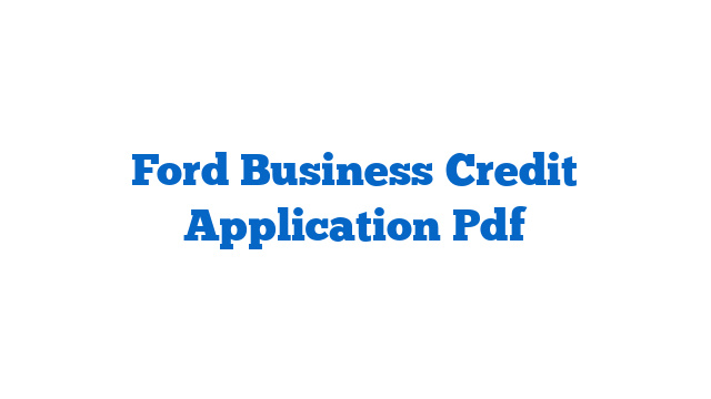 Ford Business Credit Application Pdf