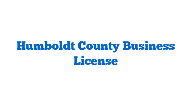 Humboldt County Business License