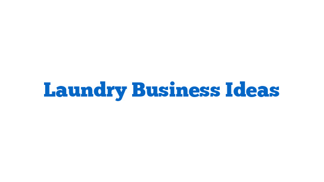 Laundry Business Ideas