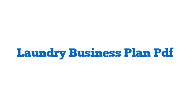 Laundry Business Plan Pdf