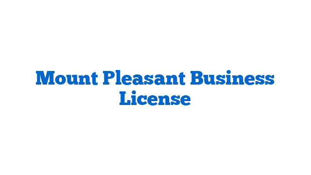 Mount Pleasant Business License