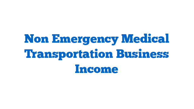 Non Emergency Medical Transportation Business Income