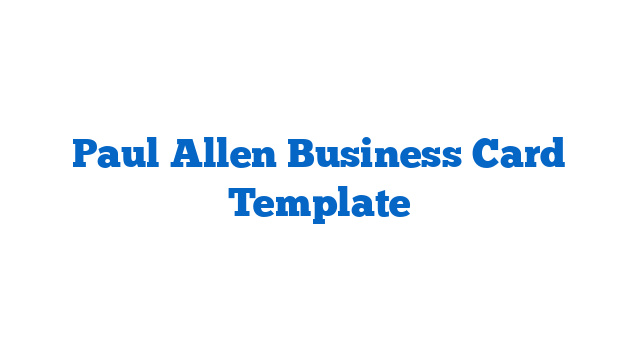 Paul Allen Business Card Template