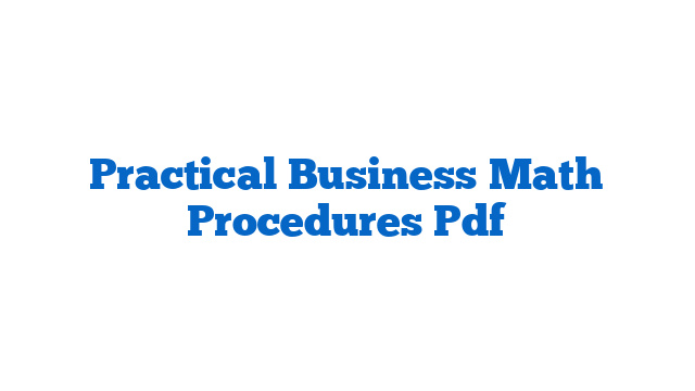 Practical Business Math Procedures Pdf