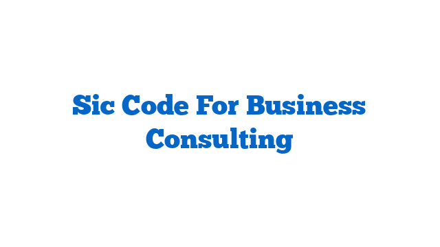 Sic Code For Business Consulting