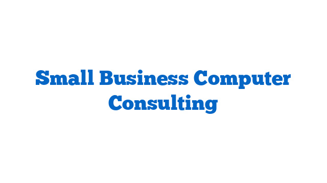 Small Business Computer Consulting