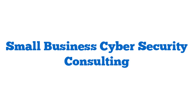 Small Business Cyber Security Consulting