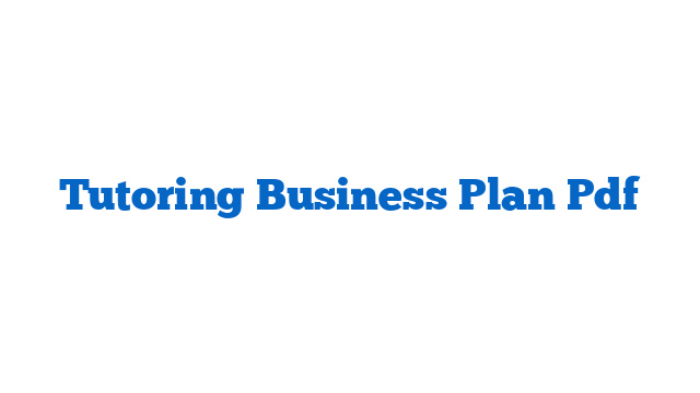 Tutoring Business Plan Pdf